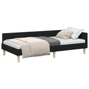 Vidaxl Kotna postelja Črna 100 x 200 cm blago