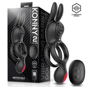 InToYou Konny Vibrating Rabbit Double Cockring with Remote Black