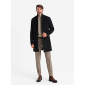 Ombre Single-breasted long mens suit style coat - black