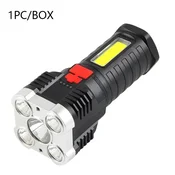 KJB Polnilna LED svetilka s stransko lučjo, 1200 mAh, črna