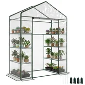 OUTSUNNY Vrtni in terasni pravokotni rastlinjak, balkonski rastlinjak s prozorno PVC tkanino in 8 policami, zvijajoča vrata z zadrgo, 143x73x195cm