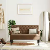 Vidaxl vidaXL Klop z naslonjalom rjava 120x62x75,5 cm umetna semiš