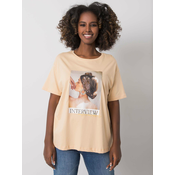 Beige T-shirt with colorful print