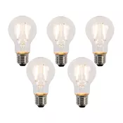 Komplet 5 LED žarnic z žarilno nitko E27 A60 2W 210lm 2200K