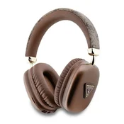 GUESS PU koža 4G TRIANGLE LOGO Bluetooth slušalice STEREO v5.3, IPX4 vodootporne, smede GUBHK1P4TPW