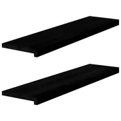 Vidaxl Podloge za stopnice 2 kosa rjavo-črne 100x30x2 cm trdna hrastovina