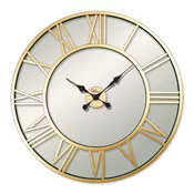 Wallity Zidni sat Retro Metal Roman Numerals Mirror, 76x76 cm, Zlatne boje