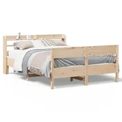 Vidaxl Posteljni okvir brez vzmetnice 135x190 cm trdna borovina