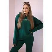 Insulated cotton set, sweatshirt with embroidery + green trousers