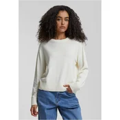 Womens knitted sweater with round neckline cream