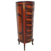 Casa Padrino baroque chest of drawers with 7 drawers brown/gold - Round solid wood cabinet in baroque style - Living room furniture in baroque style - Baroque furniture