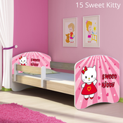 Dječji krevet ACMA s motivom, bočna sonoma 160x80 cm - 15 Sweet Kitty