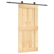 Vidaxl Drsna vrata Naravna in črna 95 x 210 cm Masiven borov les