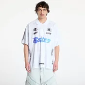 Majice A BATHING APE Flame Pattern Overall Print Half Zip Relax Fit Polo Shirt UNISEX White L