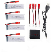 4 Pieces Rechargeable Lipo Battery 3.7V 600mAh RC Quadcopter Drones UDI U817 U817C U817A U818A WLtoys V959 V969 V979 V989 V999 V929 V949 V212 V222 RC + Charger