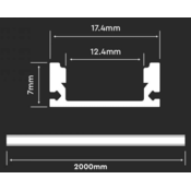 Optonica ALU profil za LED trak ČRN+mlečen pokrov 2m NADGRADNI - 5kom komplet
