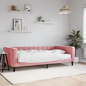 Greatstore Dnevna postelja z vzmetnico roza 100x200 cm žamet