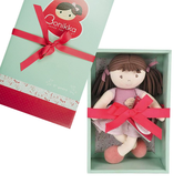 Bonikka Naravna lutka iz blaga v darilni škatli (majhna Brookova roza obleka)
