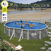 Montažni bazen GRE 6.1m x 3.75m x 1.2m ovalni u boji kamena