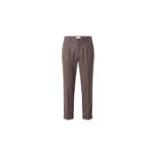 DAN FOX APPAREL Hlače z naborki Charlie rjava