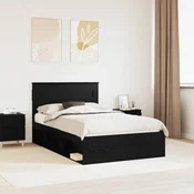 Krevetna konstrukcija Crna 135 x 190 cm Cvrsto borovo drvo