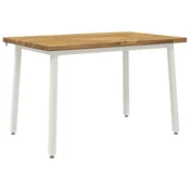 vidaXL 120 x 80 x 75 cm Masiven les akacije Bela Pravokotna