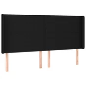 Vidaxl Vzglavje z ušesi črno 183x16x118/128 cm blago