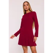Made Of Emotion Womans Elegant mini dress with box pleats - maroon