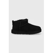 Djecje cipele za snijeg od brušene kože UGG Classic Ultra Mini boja: crna