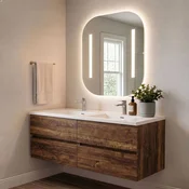 Skye Decor Set kupatilskog ormarica sa umivaonikom i ogledalom, 2 dela, Braon