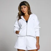 Ženska jopica s kapuco na zadrgo Basics MP – bela - XL