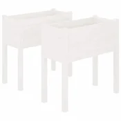 Vidaxl Vrtno cvetlično korito 2 kosa belo 70x31x70 cm trdna borovina