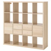 KALLAX Regal s 4 vstavki, imitacija beljenega hrasta, 147x147 cm