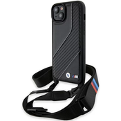 Bmw Ohišje BMW M Edition Carbon Stripe & Strap za iPhone 15 Plus/14 Plus - črno
