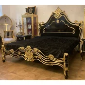 PompA¶A¶s by Casa Padrino luxury baroque double bed with mattress black/gold - Pompous baroque bed designed by Harald GlA¶A¶ckler - Bedroom furniture in baroque style - Baroque furniture