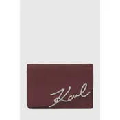 Usnjena denarnica Karl Lagerfeld K/SIGNATURE ženska, bordo barva, A4W32018