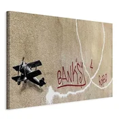 shumee Slika - Banksyjevo letalo (1 del) - grafiti z rdečimi črkami na ozadju stenske poslikave