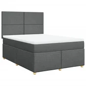 Vidaxl Box spring posteljni z vzmetnico temno siv 140x190 cm blago