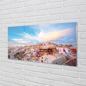 tulup.si Slika na akrilnem steklu Grčija panorama mesta sončnem zahodu 120x60 cm 4 obešalnika