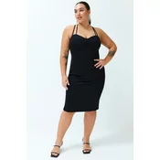 Trendyol Curve Black Heart Neck Strap Knitted Dress