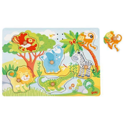 GOKI - Puzzle Puzzle Drevená vkládačka so zvukmi - Zvieratá v ZOO - 1 - 39 kosov