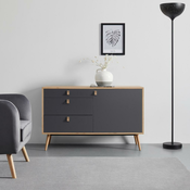 Bessagi Home Sideboard lena, Eiche/grau, Massiv