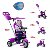 SMART TRIKE Tricikl za decu sa ruckom za guranje 4 u 1 Vanilla, pink