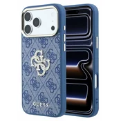 Guess PU 4G Strass s kovinskim logotipom zadnji ovitek za iPhone 18 Pro, moder
