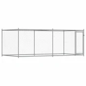 Vidaxl Pasji boks z vrati siv 4x2x1,5 m pocinkano jeklo