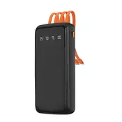 shumee K6Pro 10000mAh prenosna baterija z vgrajenim USB-C MicroUSB kablom za iPhone Lightning - črna