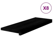 Vidaxl Podloge za stopnice 8 kosov rjavo-črne 70x25x2 cm trdna hrastovina
