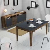 Hanah Home Set trpezarijski sto i komoda Milan 521, 2 komada, Orah-antracit