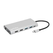 Docking station Manhattan 130660 12in1 USB-C - 3xHDMI/4xUSB/LAN/CR/PD 100W
