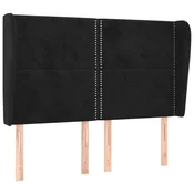 Vidaxl Vzglavje z ušesi črno 147x23x118/128 cm žamet